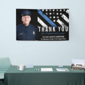 警察退職記念フォトブルーライン国旗 横断幕 (トレードショー)