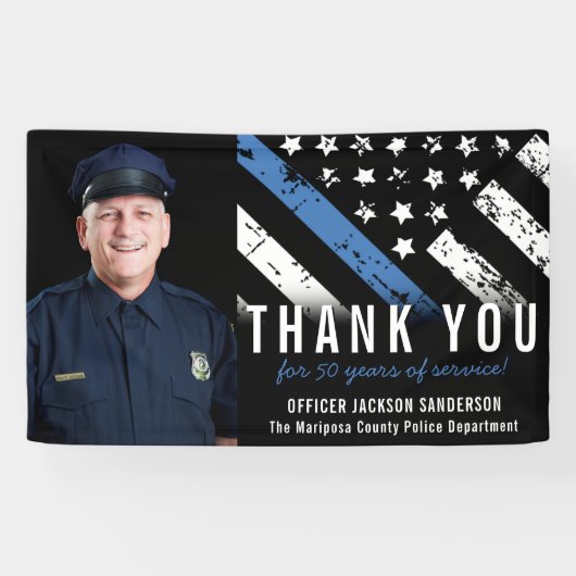 警察退職記念フォトブルーライン国旗 横断幕 (横)