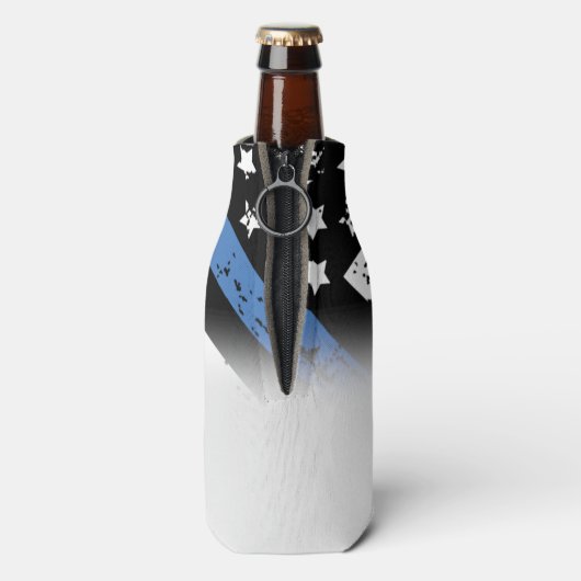 警察退職記念日シンブルーライン国旗 ボトルクーラー (ボトル裏面)