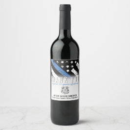 警察退職記念日シンブルーライン国旗 ワインラベル