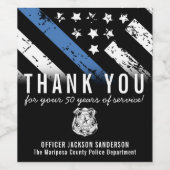 警察退職記念日シンブルーライン国旗 ワインラベル (シングルラベル)