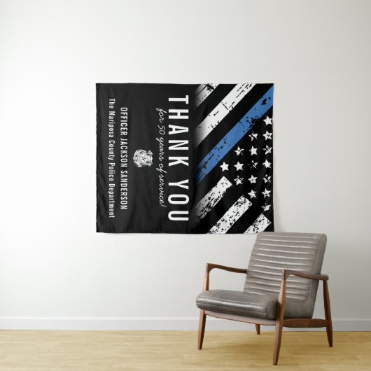 警察退職記念日シンブルーライン タペストリー (インサイチュ(横))