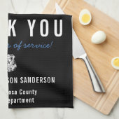 警察退職記念日ブルーライン国旗 キッチンタオル (四つ折り)