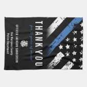 警察退職記念日ブルーライン国旗 キッチンタオル (横)