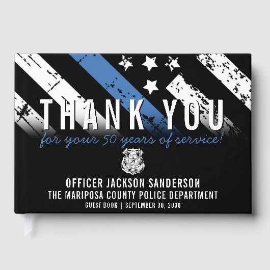 警察退職記念日ブルーライン国旗 ゲストブック (正面)