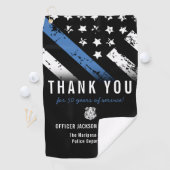 警察退職記念日ブルーライン国旗 ゴルフタオル (インサイチュ)