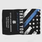 警察退職記念日ブルーライン国旗 ゴルフタオル (横)