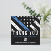 警察退職記念日ブルーライン国旗 サンキューカード (スタンド正面)