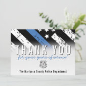 警察退職記念日ブルーライン国旗 サンキューカード (スタンド正面)