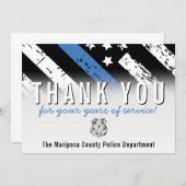 警察退職記念日ブルーライン国旗 サンキューカード (正面/裏面)