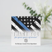 警察退職記念日ブルーライン国旗 サンキューカード (スタンド正面)