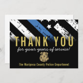 警察退職記念日ブルーライン国旗 サンキューカード (正面/裏面)