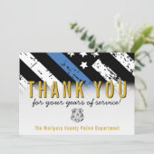 警察退職記念日ブルーライン国旗 サンキューカード (スタンド正面)