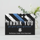 警察退職記念日ブルーライン国旗 サンキューカード (スタンド正面)