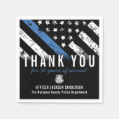 警察退職記念日ブルーライン国旗 スタンダードカクテルナプキン (正面)