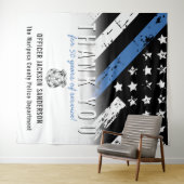 警察退職記念日ブルーライン国旗 タペストリー (インサイチュ(横))