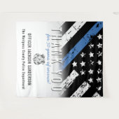 警察退職記念日ブルーライン国旗 タペストリー (正面(横))