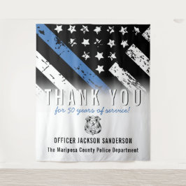 警察退職記念日ブルーライン国旗 タペストリー