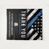 警察退職記念日ブルーライン国旗 タペストリー (正面(横))