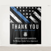 警察退職記念日ブルーライン国旗 タペストリー (正面)