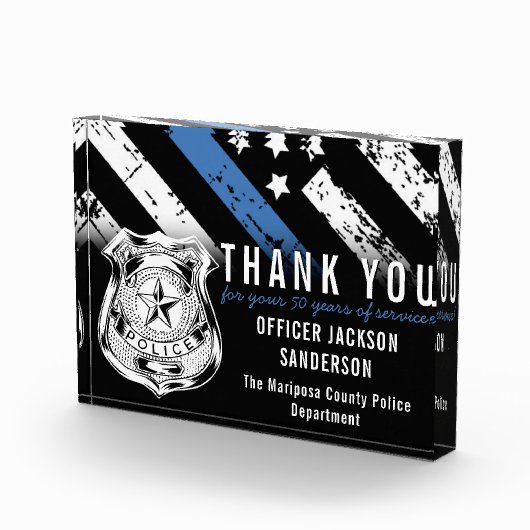 警察退職記念日ブルーライン国旗 フォトブロック (右)