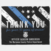 警察退職記念日ブルーライン国旗 フリースブランケット (正面(横))