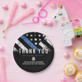 警察退職記念日ブルーライン国旗 ペーパープレート (パーティー)