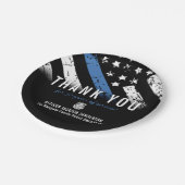 警察退職記念日ブルーライン国旗 ペーパープレート (アングル)