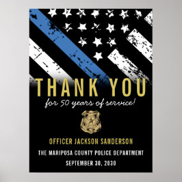 警察退職記念日ブルーライン国旗 ポスター