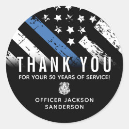 警察退職記念日ブルーライン国旗 ラウンドシール