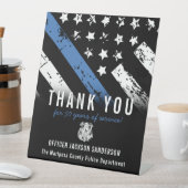 警察退職記念日ブルーライン国旗 台座サイン (インサイチュ)