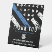 警察退職記念日ブルーライン国旗 台座サイン (正面)