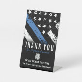 警察退職記念日ブルーライン国旗 台座サイン (正面)