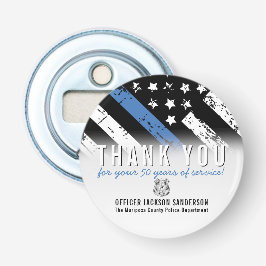 警察退職記念日ブルーライン国旗 栓抜き