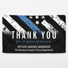 警察退職記念日ブルーライン国旗 横断幕