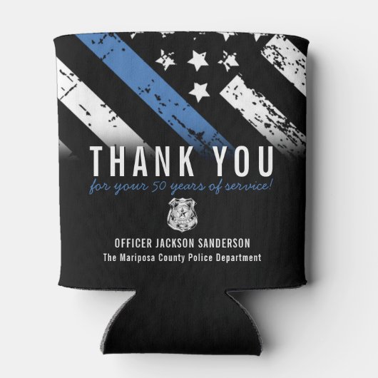 警察退職記念日ブルーライン国旗 缶クーラー (裏面)