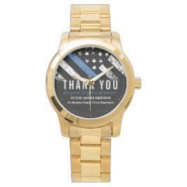 警察退職記念日ブルーライン国旗 腕時計