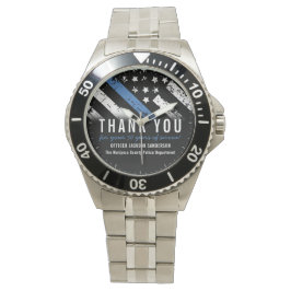 警察退職記念日ブルーライン国旗 腕時計