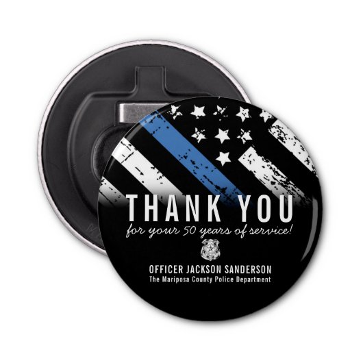 警察退職記念日ブルーライン従業員 栓抜き (正面)