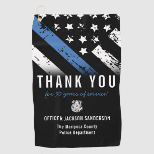 警察退職記念青い線旗 ゴルフタオル