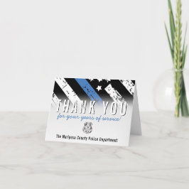 警察退職記念青い線旗 サンキューカード