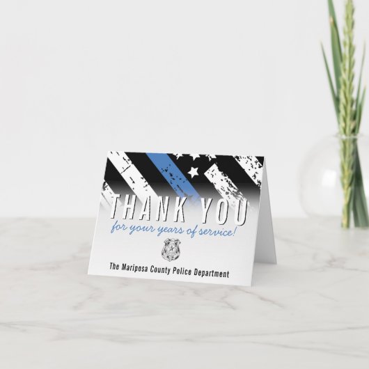 警察退職記念青い線旗 サンキューカード (正面)