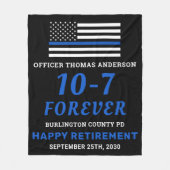 警察退職金ギフト10-7薄い青い線フラグ フリースブランケット (正面)