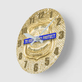 警察退職金ゴールドカスタム ラウンド壁時計 (傾斜)