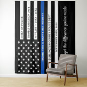 警察退職金パーソナライズされた薄ブルーライン国旗 タペストリー (インサイチュ)