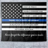 警察退職金パーソナライズされた薄ブルーライン国旗 タペストリー