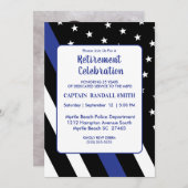 警察退職 ブルーラインフラッグ 写真招待状 招待状 (正面/裏面)