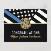 警察退職 ブルーラインフラッグ 法執行機関 インビテーションポストカード (正面)