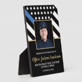 警察退職 ブルーライン フラッグ フォト ウェルカム フォトプラーク (側面)