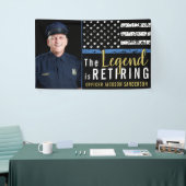 警察退職 薄い青いライン フラグ フォト 横断幕 (トレードショー)